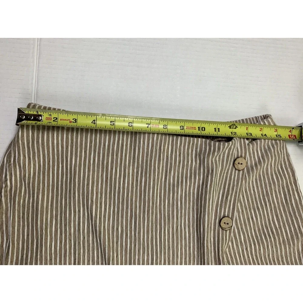 EST 1946 Skort Shorts Skirt Size M Beige White Striped Faux Wrap Pull On